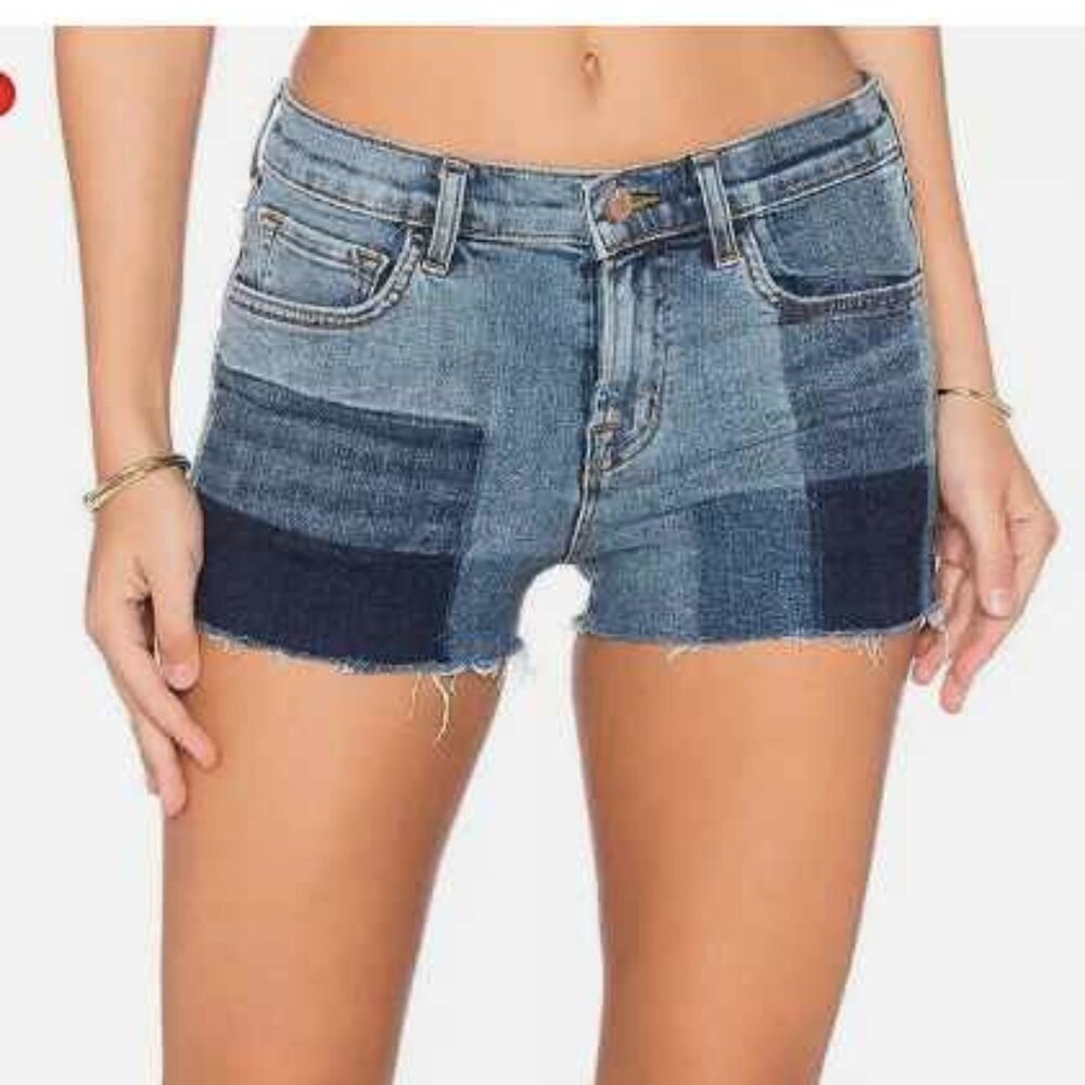 J BRAND Multi-color Zenith Mid-Rise Raw Hem Denim Shorts
